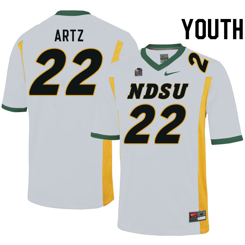 Youth #22 Hudson Artz North Dakota State Bison College Football Jerseys Stitched-White